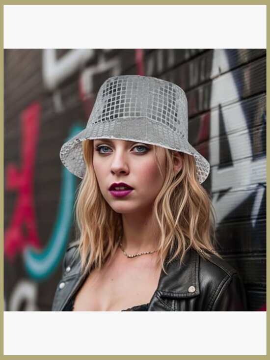 Metallic Bucket Hat Waterproof Holographic Fishing Hat Sun Cap